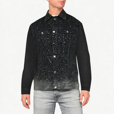 Men's Rhinestone Decorated Denim Jacket