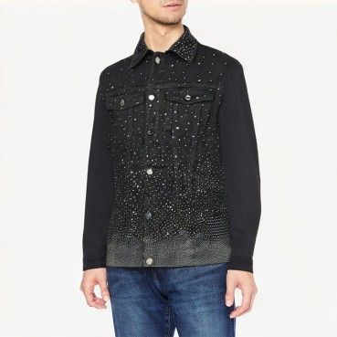 Men's Rhinestone Decorated Denim Jacket