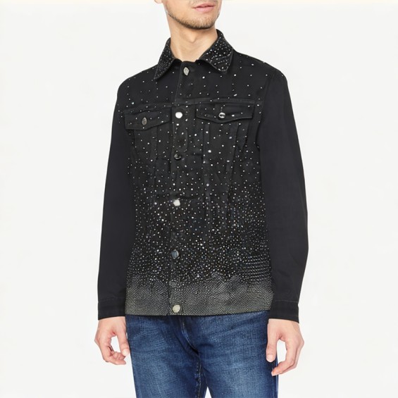 Men's Rhinestone Decorated Denim Jacket