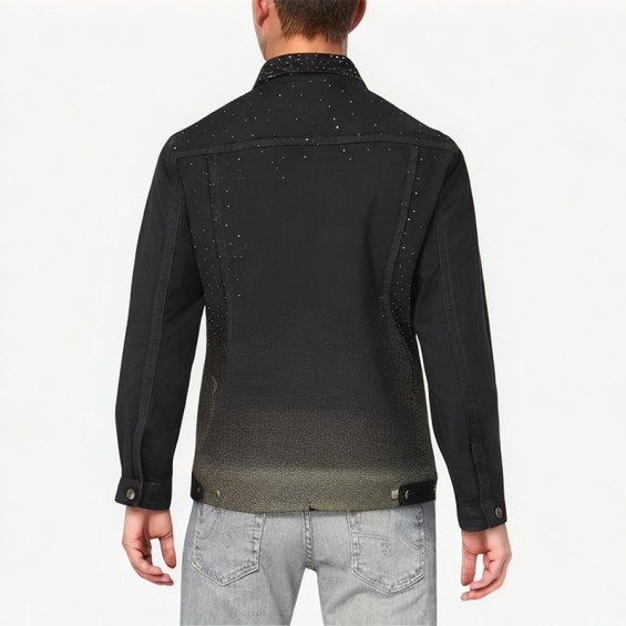 Men's Rhinestone Decorated Denim Jacket