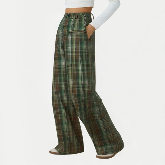 Women's Plaid Wide Leg Pants