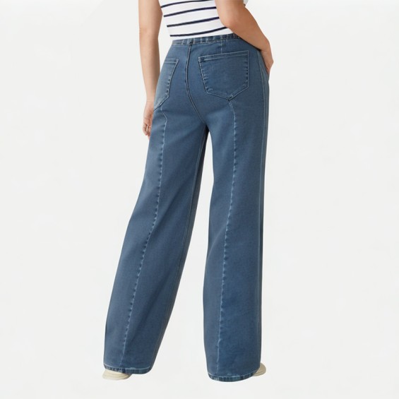 Women's Button High-Rise Wide-Leg Jeans