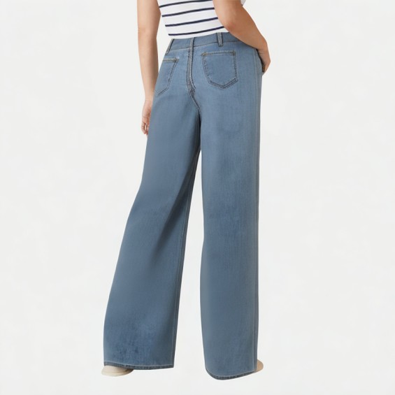 Women's Button Fly Wide Leg Jeans