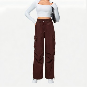 Women's Red Wide-Leg Work Pants