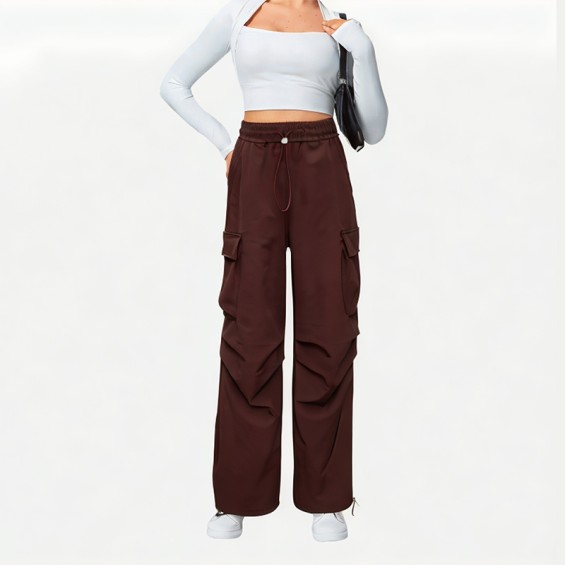Women's Red Wide-Leg Work Pants