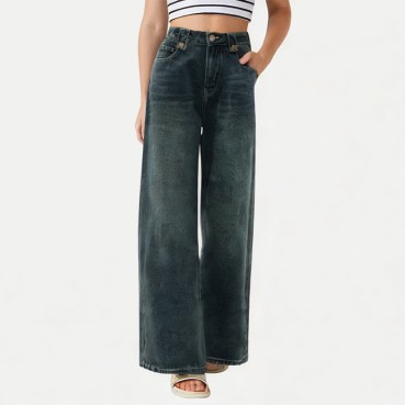 Retro High-Waist Wide-Leg Jeans