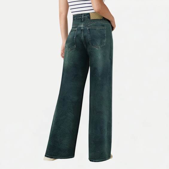Retro High-Waist Wide-Leg Jeans