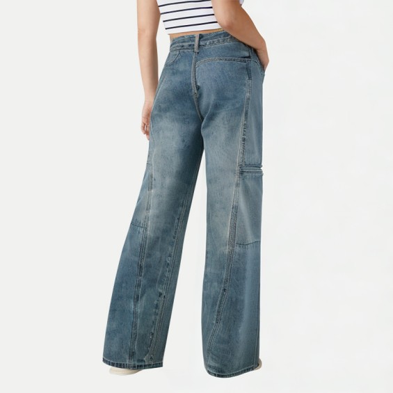 Washed high waist wide leg pants