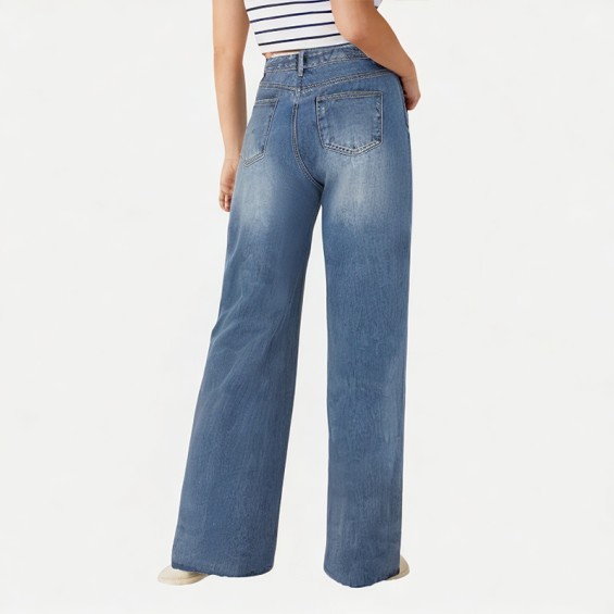 Women's Ripped Wide-Leg Jeans
