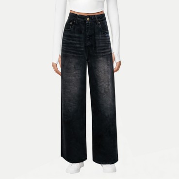 Women's High Street Fleece Wide-Leg Jeans