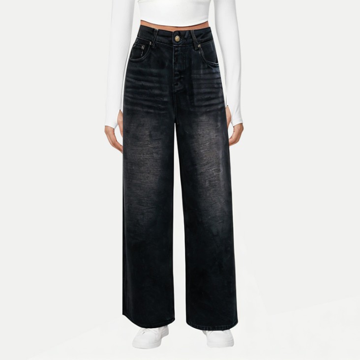 Women's High Street Fleece Wide-Leg Jeans