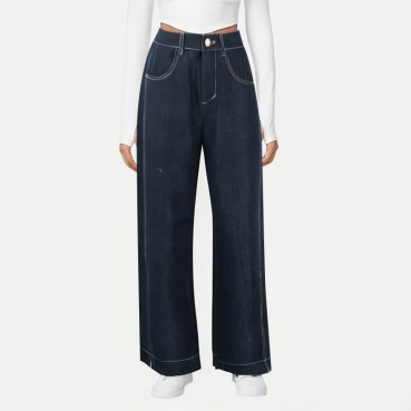 Women's Washed Wide-Leg Jeans