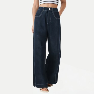 Women's Washed Wide-Leg Jeans