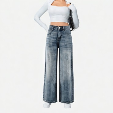 Women's Cotton Wide-Leg Jeans