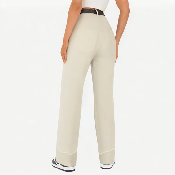 Rolled-Up Denim Wide-Leg Pants