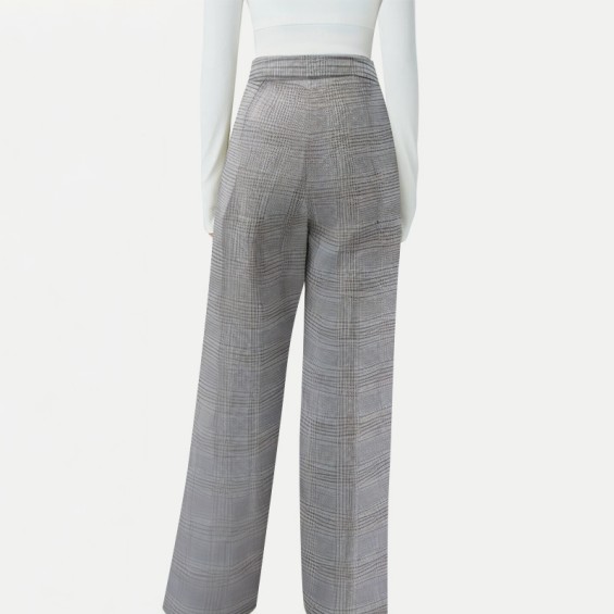 High-Waisted Plaid Wide-Leg Pants