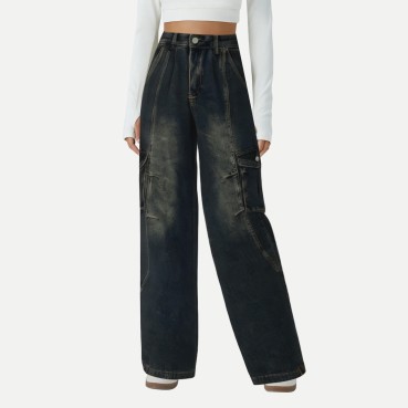 Summer Vintage Washed Loose Straight Leg Jeans