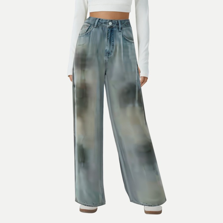 Fashion casual wide-leg washed jeans