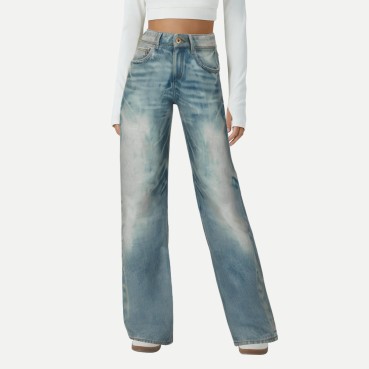 Street Style Low Rise Straight Jeans for Women