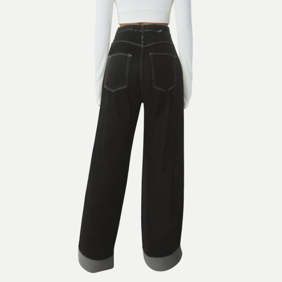 Women's Black Vintage High Street Straight Jeans