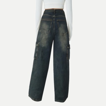 Summer Vintage Washed Loose Straight Leg Jeans