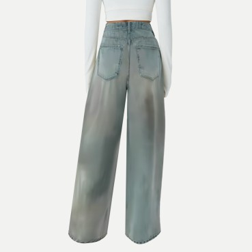 Fashion casual wide-leg washed jeans