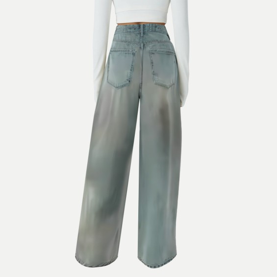 Fashion casual wide-leg washed jeans