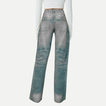 Street Style Low Rise Straight Jeans for Women