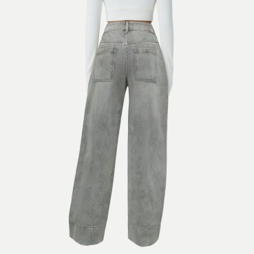 Cotton washed wide-leg women's jeans
