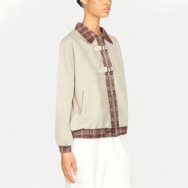 Vintage Patchwork Leather Jacket For Women