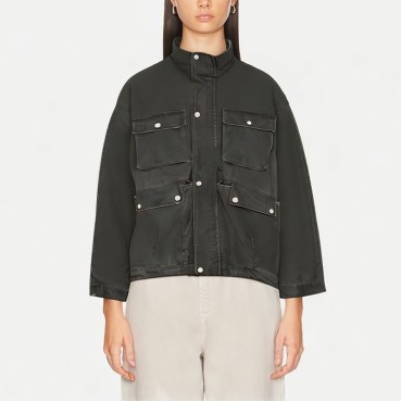 Women's Multi-Pocket Washed Casual Jacket