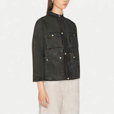 Women's Multi-Pocket Washed Casual Jacket