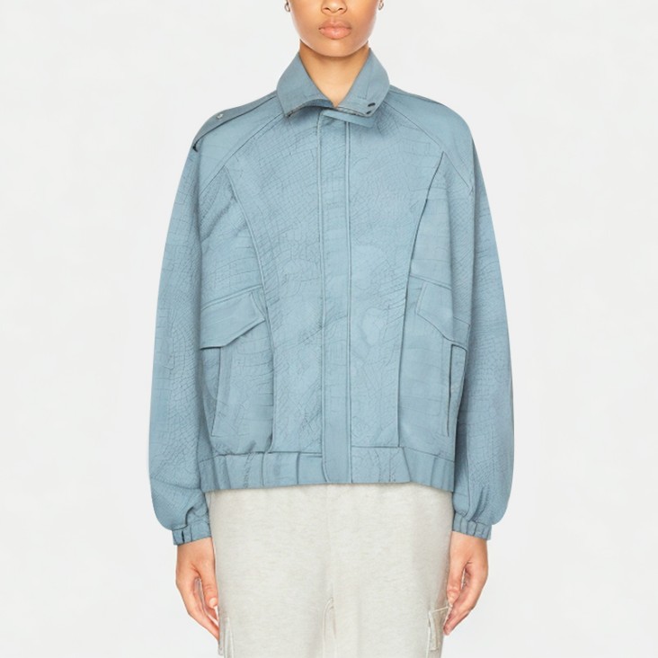 Women's Crocodile Textured Motorcycle Jacket
