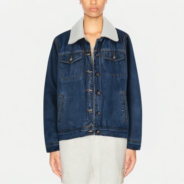 Women's Plush Thickened Denim Jacket