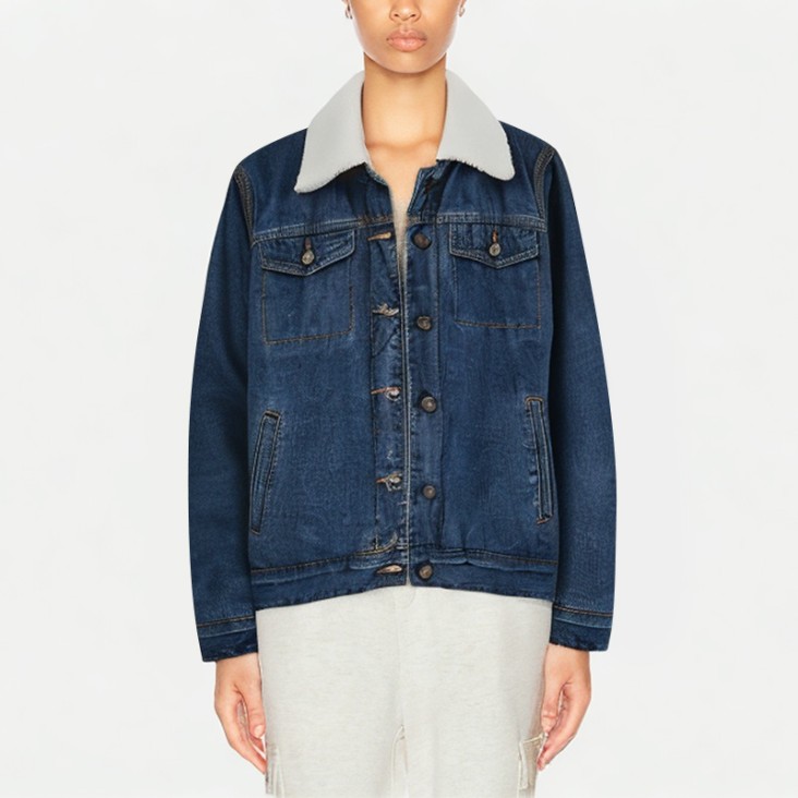Women's Plush Thickened Denim Jacket