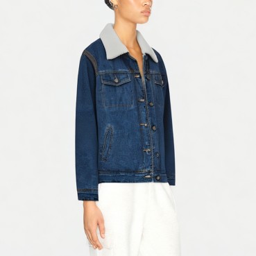 Women's Plush Thickened Denim Jacket