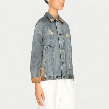Retro Ripped Washed Women's Denim Jacket