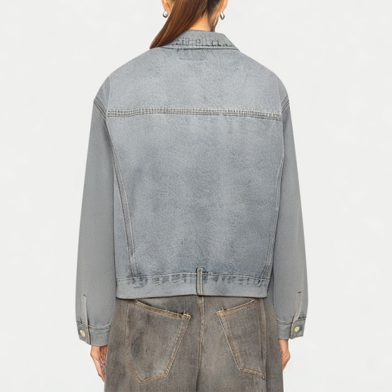 Ribbon Stitching Washed Denim Jacket For Women