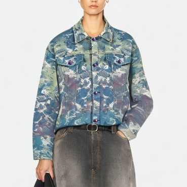 Retro Rainbow Tie-Dye Women's Denim Jacket