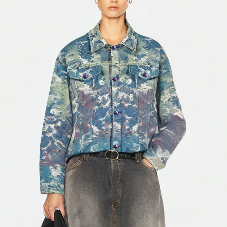 Retro Rainbow Tie-Dye Women's Denim Jacket