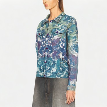 Retro Rainbow Tie-Dye Women's Denim Jacket