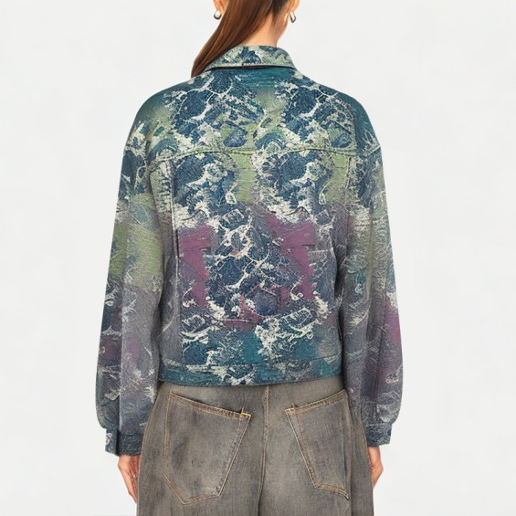 Retro Rainbow Tie-Dye Women's Denim Jacket
