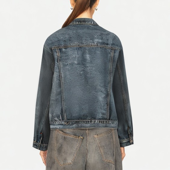 Zipper Washed Women's Denim Jacket