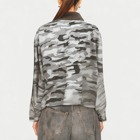 Women's Camouflage Lapel Zippered Casual Jacket