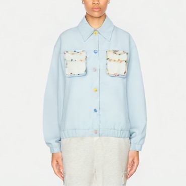 Women's Colored Button Cotton Denim Jacket
