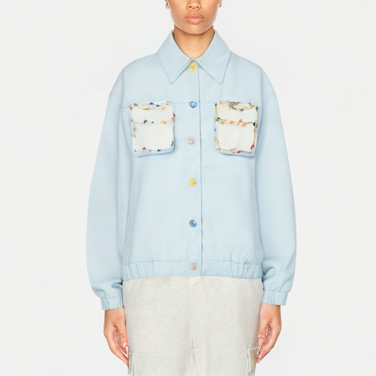 Women's Colored Button Cotton Denim Jacket