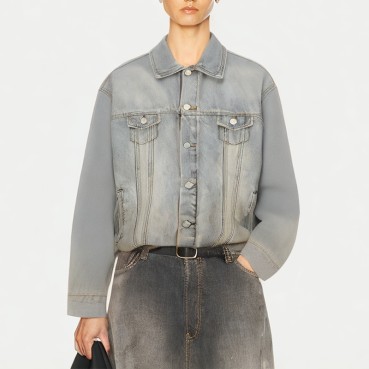 Distressed Washed Women's Denim Jacket