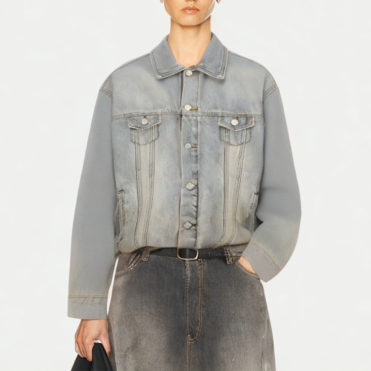 Distressed Washed Women's Denim Jacket