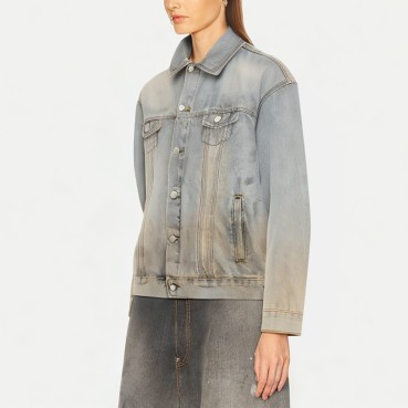 Distressed Washed Women's Denim Jacket
