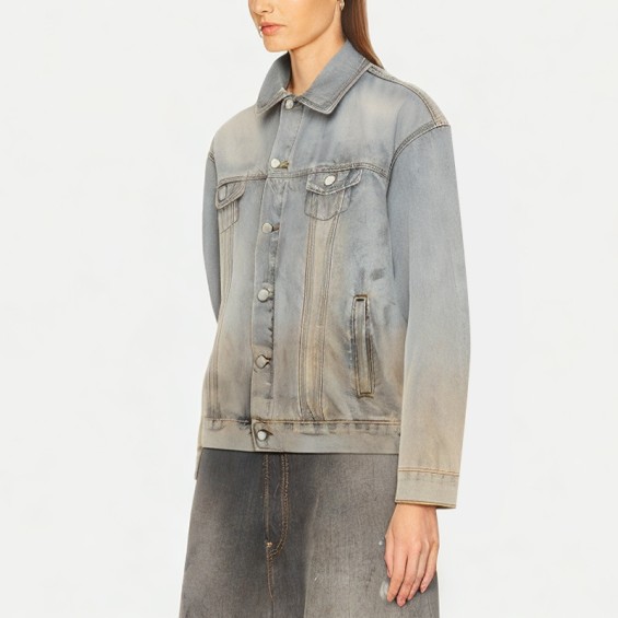 Distressed Washed Women's Denim Jacket